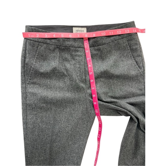 Armani Collezioni Dark Gray Wool Straight Leg Trousers with Cuffed Hem - Picture 5 of 11